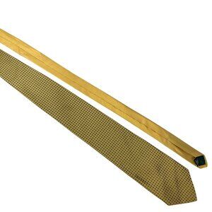 Tommy Hilfiger 100% Silk Yellow & Green Geometric Pattern Necktie Made In USA